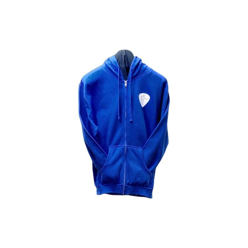 Product Description: Heavy weight royal blue Tultex zip up hoodie with a Blues Foundation logo on the front and back.</br></br>8.0 oz. fleece of 80% ring-spun cotton, 20% polyestr in a reactive-dyed for longer-lasting color. Jersey-lined hood and roomy front pockets.</br> BF Royal Blue Zip Up Hoodie