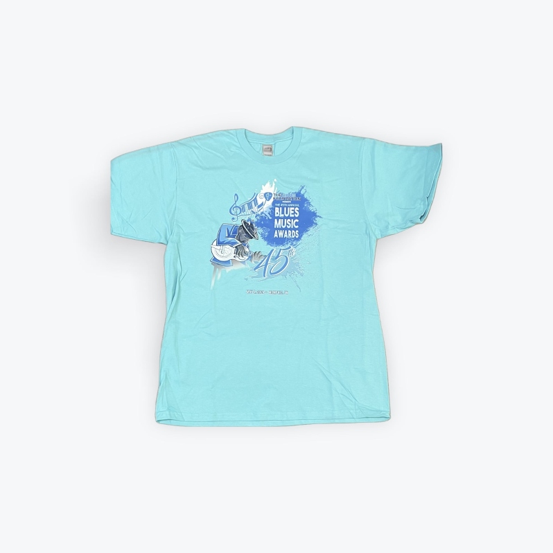 Product Description: Teal Bluet-shirt featuring The Blues Foundation's 2024Blues Music Awards Logo</br> BMA 2024 T-shirt (Teal Blue)