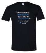 Product Description: Black Gildan Softstyle T-Shirt featuring a quote from Little Milton, who was inducted into the Blues Hall of Fame in 1988.</br></br>"I might have been born yesterday, but I stayed up late last night."</br>- "Born Yesterday", Little Milton (Feel It, 2001)</br></br>*Lyrics used with permission*</br> Little Milton Quote T-Shirt